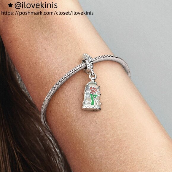 Pandora Disney Beauty and the Beast Enchanted Rose Dangle Charm - Picture 5 of 6